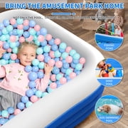 JXXRZ 120x69x25 Giant Inflatable PVC Rectangle Swimming Pool, Premium Family Pool for Indoor & Outdoor, Foldable with Mesh Support & Quick Drain