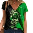 thumbnail image 2 of JustVH Women's Printed Short Sleeve T-shirt Casual V-Neck Loose Fit Tops, 2 of 3