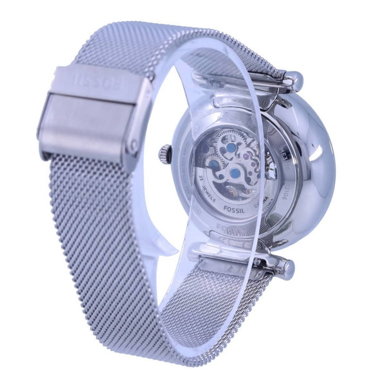 Fossil Women\'s Carlie Quartz Stainless Steel Mesh Three-Hand Watch, Silver Amazon.com: Fossil Women main image 3