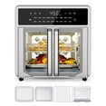 thumbnail image 1 of Combo de horno tostador y freidora de aire, horno pequeño de puerta francesa con encimera de 15,8 cuartos, 18 preajustes y 1 precalentamiento y luz, cesta de freidora, rejilla de alambre, bandeja para, 1 of 1