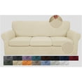 thumbnail image 1 of Housses de Canapé les Plus Récentes 4 Pcs pour Canapé 3 Coussins Housse Extensible avec 3 Housses de Coussin Épaisse Ajustée pour Protection de Meubles pour Chiens (Canapé, Beige Clair), 1 of 7