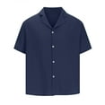 thumbnail image 3 of PBNBP Hawaiian Shirts for Men Linen Short Sleeve Button Down Shirts Summer Casual Solid Color Beach Shirts Comfort Yoga T Shirt, 3 of 5