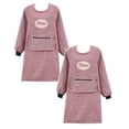 thumbnail image 1 of Oleegame 2PC Pretty Apron Women Long Sleeve Aprons Oil Proof Cotton Home Kitchen Cooking Clean Apron Pocket Red, 1 of 4