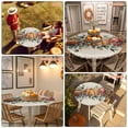 thumbnail image 5 of Orange Pumpkin Thanksgiving Football Fitted Round Tablecloths Table Covers 36"-44",Waterproof Table Cloth for Kitchen Holiday Party Tables Decor, 5 of 9