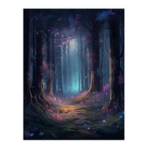 Enchanted Forest With Bioluminescent Flowers Oil Painting Pink Blue Green Serene Fantasy Landscape Colourful Magical Nature Mystical Modern Extra Large XL Wall Art Poster Print