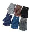 thumbnail image 5 of Knitted Fingerless Flip Gloves Winter Warm Gloves for Men Women Unisex Finger Mittens Glove,Black, 5 of 7