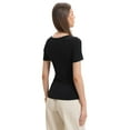 thumbnail image 4 of Women's Casual Short Sleeve Scoop Neck Summer Tops Ribbed Knit Slim Fit Tee Shirts, 4 of 4