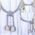 thumbnail image 1 of Matoen12 Cordon de Rideau Rétro Boho 1 Pce, Attaches de Rideau avec Pompon et Boules Suspendues, Décorations de Rideaux pour Fenêtres, Décoration Maison & Bureau, 16.9"x1.8", Gris, 1 of 5