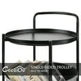 thumbnail image 4 of CERBIOR Rolling Round Metal Side Table,2-Tier Storage Side Table with Wheels,End Coffee Table with Steel Frame and Fabric Storage Basket,Cart Side Table Tray for Living Room,Bedroom, BLACK, 4 of 13