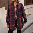 thumbnail image 6 of larppty Women's Classic Plaid Flannel Shirt Button Down Long Sleeve Tunic Lightweight Casual Blouse Top (Red, L), 6 of 7