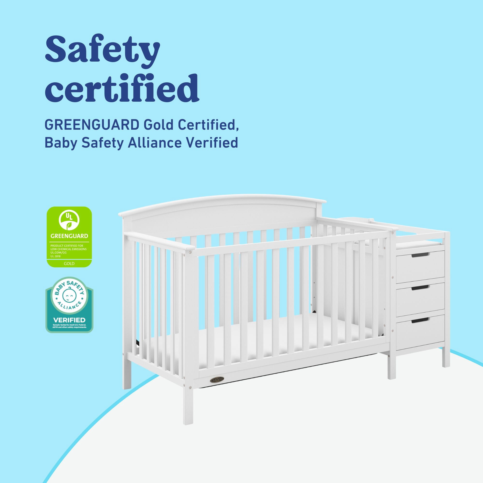 Graco Benton 4-in-1 Convertible Baby Crib and Changer, White
