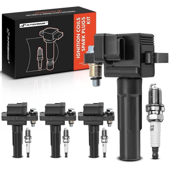 A-Premium Ignition Coils and Spark Plugs Kits Compatible with Subaru Impreza 2003-2005 & Saab 9-2X 2005, 2.0L 4-PC Set