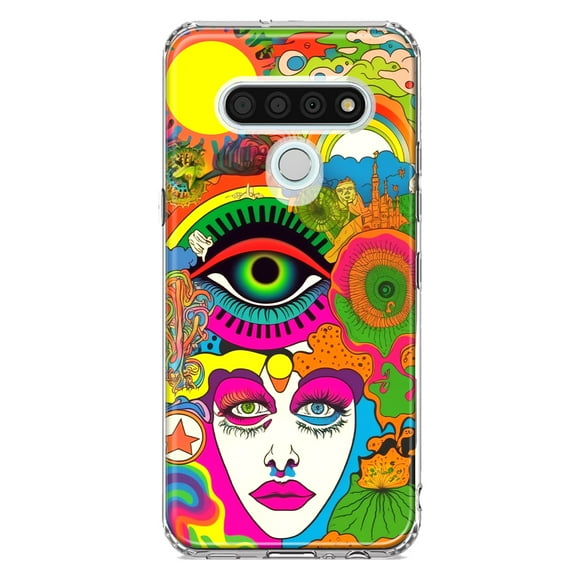 MUNDAZE LG Stylo 6 Shockproof Clear Hybrid Protective Phone Case Neon Rainbow Psychedelic Trippy Hippie Daydream
