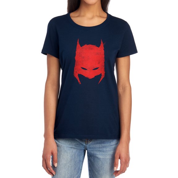Batman Hacked & Scratched Women's T Shirt, Navy, Small