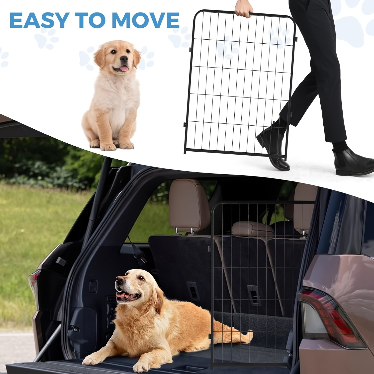 32" 8-Panel Dog Playpen for Small & Medium Dogs - Indoor/Outdoor Pet Fence with Rounded Ground Stakes, Easy Tool-Free Assembly, Secure Black Mesh Design for Camping, Yard, RV, or Garden