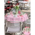 thumbnail image 4 of Outdoor Tablecloth with Umbrella Hole and Zipper, Valentine's Day Round Table Cloth 54 Inch Waterproof Tablecloth, Pink Red Roses Love Heart Eucalyptus Gradient Picnic Table Cover for Patio Camping, 4 of 7