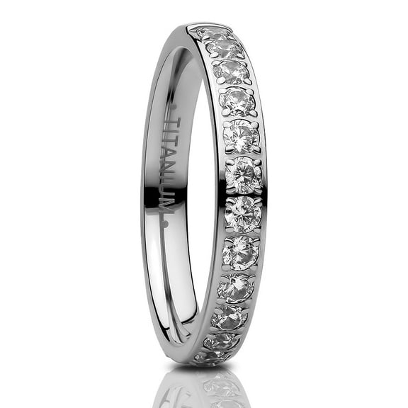 Silver Eternity Ring,Titanium Wedding Ring,3mm Wedding Ring,Anniversary Ring,Ladies Ring