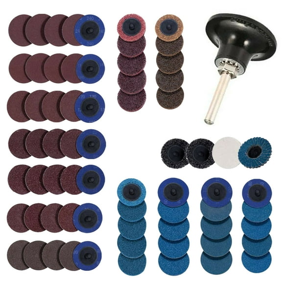 TFixol 71Pcs 2 inches Sanding Discs Set Cleaning Conditioning Roll Lock Disc Rust Paint Removal with 1/4'' Disc Holder for Die Grinder