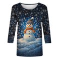 thumbnail image 4 of Craaazy Christmas Tops for Women Christmas Holiday Print 3/4 Sleeve Xmas Blouse Gifts, 4 of 5