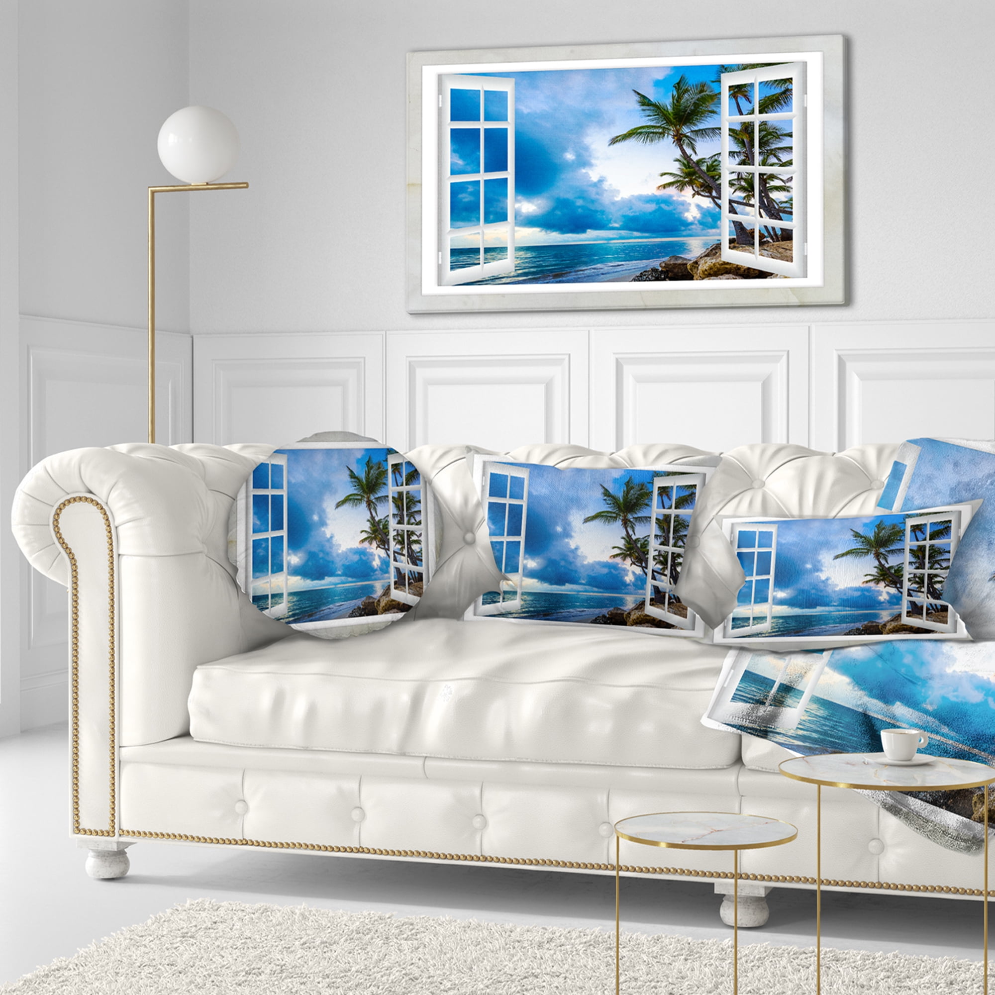 Designart 12" x 20" Blue Polyester Throw Pillow