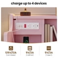 thumbnail image 5 of Afuhokles Nightstand with Charging Station and LED Lights, Night Stand with Hutch and Storage Drawers, Pink, 5 of 8