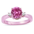 thumbnail image 3 of Star K � 3 Three Stone Round Created Pink Sapphire Classic Engagement Promise Ring, 3 of 9