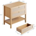 thumbnail image 2 of GarveeHome Rattan Night Stand Set of 2, Boho Night Stand with 2 Rattan Drawers, Large Bedside Table Side Table, Cherry Wood, 2 of 9