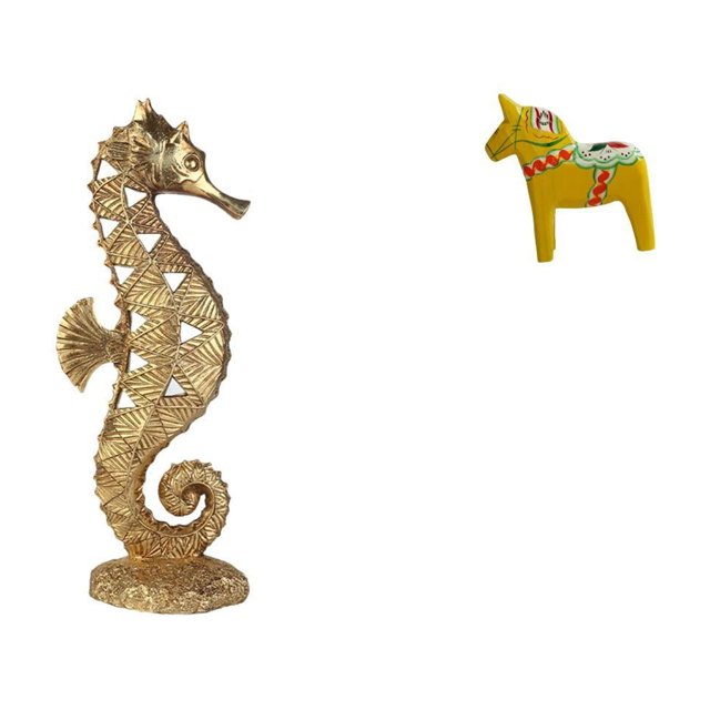 Escultura De Resina De Caballo Dorado Dalecarlian, Figura Decorativa Para Oficina, Dormitorio, Sala De Estar, Estantería, Armario, Adorno Para El Hogar, Coleccionable