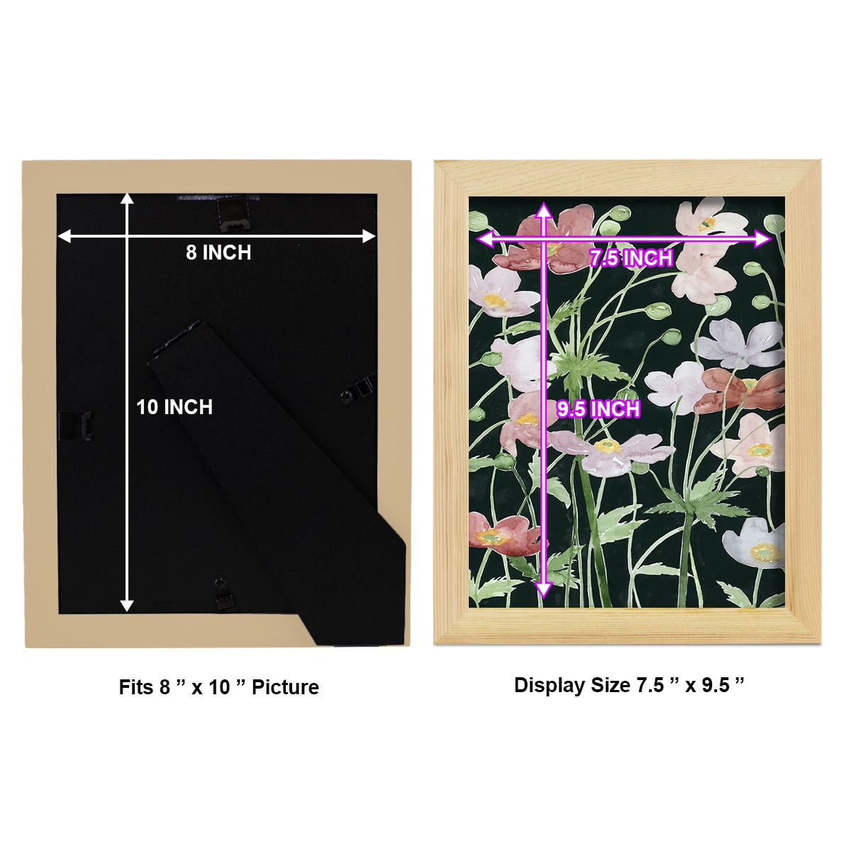 Anemone Dance III -Framed Print w/glass-Natural Wood