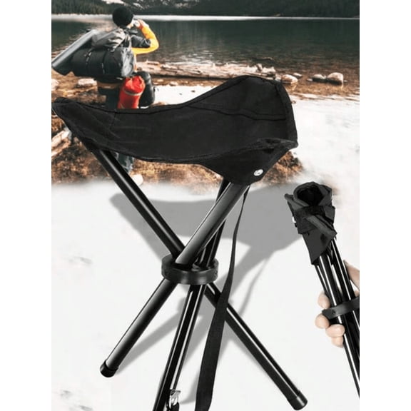 Portable Folding Camping Stool, Lightweight 3-Legged Tripod Seat, Compact Foldable Outdoor Chair for Fishing, Hiking, Picnic & Travel