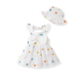 thumbnail image 1 of Vestido de verano con estampado de corazones bohemio de Renotemy con sombrero, 3-6M, 1 of 6