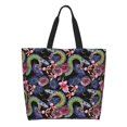 thumbnail image 1 of Balery Snake And Flower Bolsa Tote Estilo Estético con Cremalleras, Bolsa de Hombro, Bolsa de Compras Grande y Plegable, 1 of 8