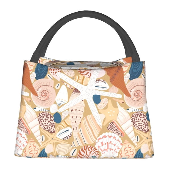 Easygdp Tropical Beach Sea Shell Bolsa de Almuerzo Insulada Reutilizable, Bolsa de Mano y Bandolera para Oficina, Trabajo, Viajes