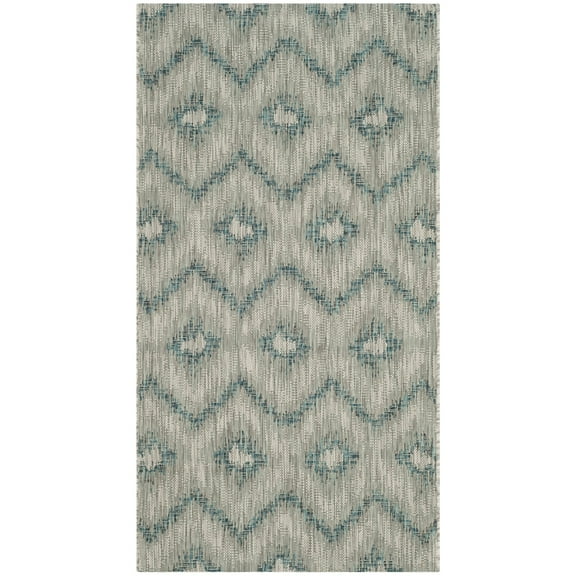 SAFAVIEH Courtyard Clark Chevron Indoor/Outdoor Area Rug, 2'7" x 5', Grey/Blue
