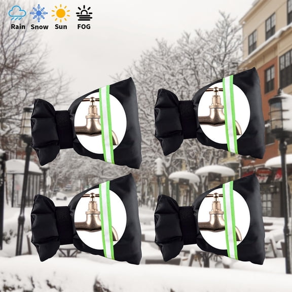 FURNIX 4-Pack Reusable Outdoor Faucet Covers,Insulated Freeze-Protection Socks Reflective,Frost-Proof Winter Hose Bibs,Heavy-Duty Oxford Hook-Loop,Fits Standard Faucets