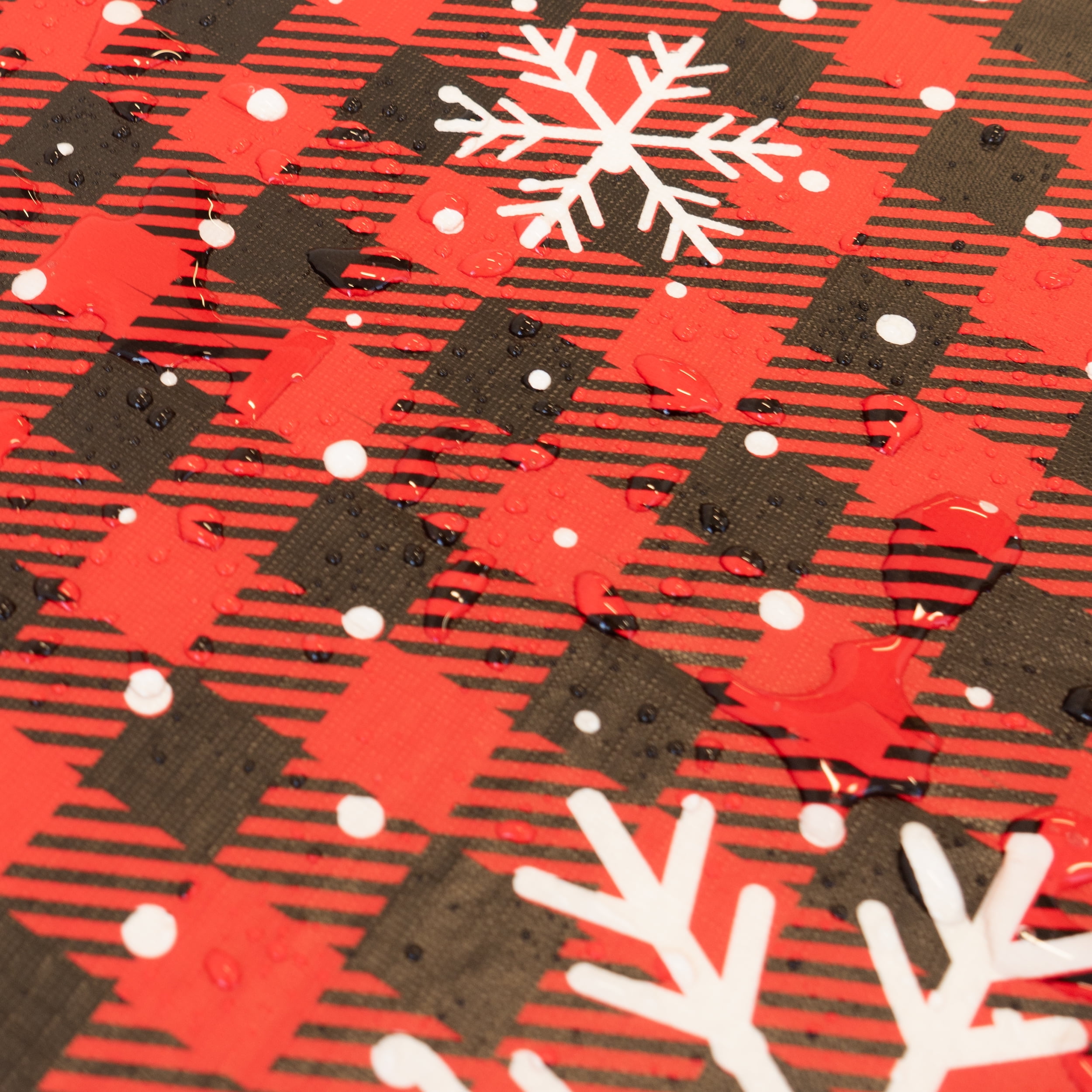 Waverly Inspirations Vinyl Tablecover With Flannel Backing, 6Ft Table, 72" x 30", Snowflake Red, 1 PK