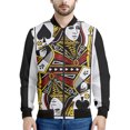 thumbnail image 3 of Chaqueta con estampado de naipes para hombre, chaqueta con cremallera y estampado 3D de póquer, informal, holgada, con cremallera, estilo bomber, 3 of 5