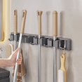 thumbnail image 4 of Mop & Broom Holder, Wall Mount Mop and Broom Hanger with 4 Slots and 5 Hooks, Anti-Slip Broom Hanger for Kitchen Organization, Easy Install Tool Organizer for Closet, Garage, 4 of 4
