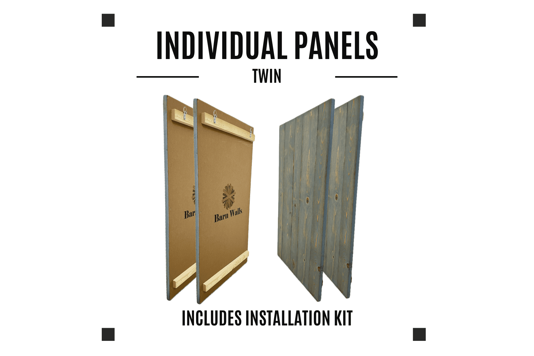 Barn Walls Coastal Twin Solid Wood Headboard, Natural Wood Grain, Wall Mount, Bluish-Gray