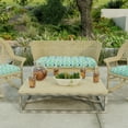 thumbnail image 2 of Jordan Manufacturing 44" x 18" Vesey Sea Mist Blue and Green Quatrefoil Rectangular Tufted Contoured Outdoor Wicker Settee Bench Cushion, 2 of 12