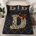 thumbnail image 2 of Homewish Bow Letter Monogrammed D 4 Pieces Queen Sheet Sets for Teens,Leopard Print Ultra Soft Flat Sheet,Abstract Bohemian Damask Queen Fitted Sheet,Breathable Home Decor, 2 of 7