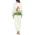 thumbnail image 3 of Renewold Flower Butterfly Pjs for Women Size 2XL Stretchy Pajamas Sleepwear Warmth Easter Outfits Tracksuit 2pcs Lightweight Rabbit Crewneck Loungewear Set, 3 of 4