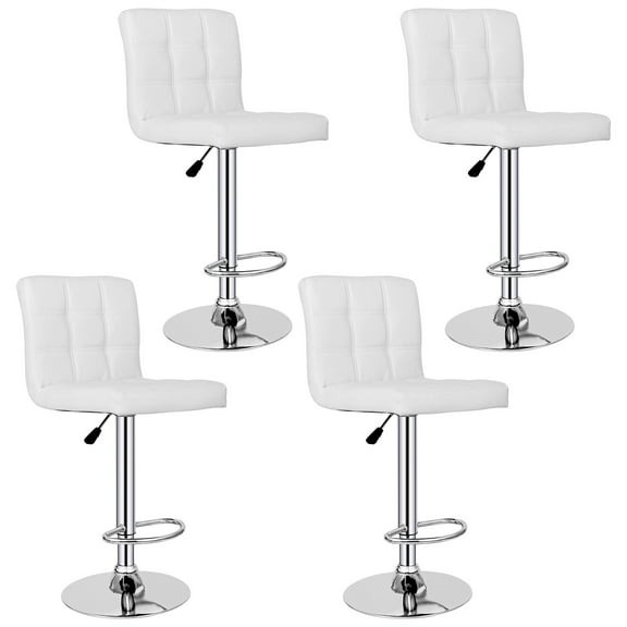 ZenStyle Adjustable Height Swivel Bar Stool, White (Set of 4)