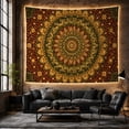 thumbnail image 6 of Golden Peacock Mandala in Ornate Radial Design, Serene Boho for Art Lovers, Bohemian Wall Art, Housewarming Gift, Tapestry Wall Hanging for Bedroom, Living Room and Dorm, 6 of 7