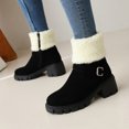 thumbnail image 2 of Women's Winter Boots Suede Buckle Ankle Booties Warm Fuzzy Fleece Lined Snow Boots Comfortable Outdoor Shoes Black 42, 2 of 7