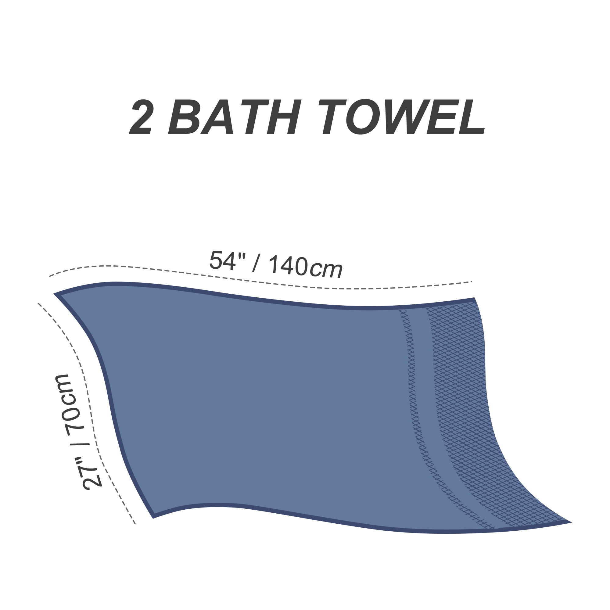Unique Bargains Bath Towel Set 27" x 54" Soft 100% Combed Cotton 600 GSM Luxury Towels 2 Steel Blue