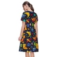 thumbnail image 2 of Bixox Robe d'Été à Manches Courtes pour Femmes Robe Ample Longueur Genou avec Poches-Dinosaures dans l'Espace, 2 of 7