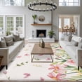 thumbnail image 3 of Large Area Rugs for Living Room Bedroom, Pink Spring Floral 8'x10' Rug Washable Carpet Runner Indoor Outdoor, Pastoral Flowers Farmhouse Rustic Non Slip Floor Mats Rug for Kitchen, Patio, 3 of 8