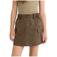 thumbnail image 5 of OGLCCG Girls Cargo Mini Skirts Teens Summer Elastic Waist Pencil Skirts with Pockets Trendy Cotton Casual Bodycon Y2k Skirts 3-14 Years, 5 of 5