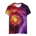 thumbnail image 3 of Shirts for Women Galactic T Shirt 3D Starry Print Short Sleeve Crewneck Fashion Planetary Outfit For, 3 of 5